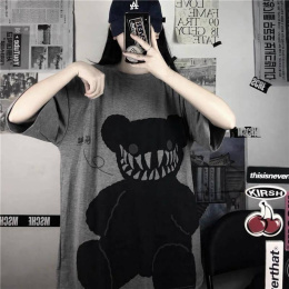 Korean Punk Bear T-Shirt Gothic Streetwear - Cosercos