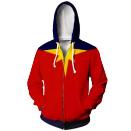 Captain Marvel Yellow Logo Zip Up Hoodie - Captain Marvel 3D Graphic Zip Up Hoodie