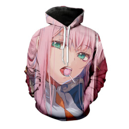 Darling in the Franxx Hoodie - Zero Two with Sucker Pullover Hoodie