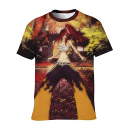 Erza Normal Fight Robes T-Shirt - Fairy Tail 3D Graphic T-Shirt