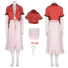 Aerith Costume Final Fantasy VII Remake Cosplay Women's Party Dress Full Set