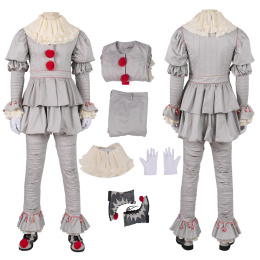 The Dancing Clown Costume 2019 IT: Chapter Two Cosplay Pennywise Full Set White Version