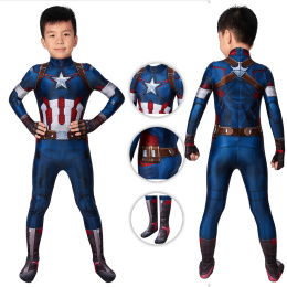 Captain America Costume Avengers: Infinity War Cosplay Steve Rogers Full Set For Kids