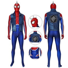 Spider-Punk Costume Mar-vel's Spider-Man (PS4) Cosplay Hobie Brown Full Set Suit