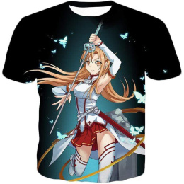 Sword Art Online Cute Anime Swordswoman Yuuki Asuna Graphic T-Shirt - Sword Art Online T-Shirt