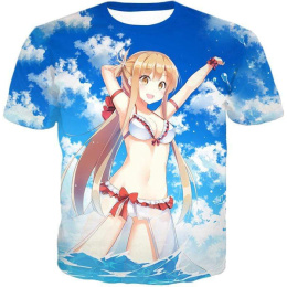Sword Art Online Super Sexy Anime Blonde Yuuki Asuna Cool Promo T-Shirt - SAO Merch T-Shirt