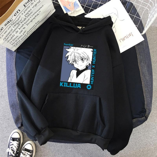 Killua Hoodies Hunter X Hunter Plus Velvet Thick Warm Anime Clothes Women Casual Letter Print Hooded Student Sweatshirt Pullover