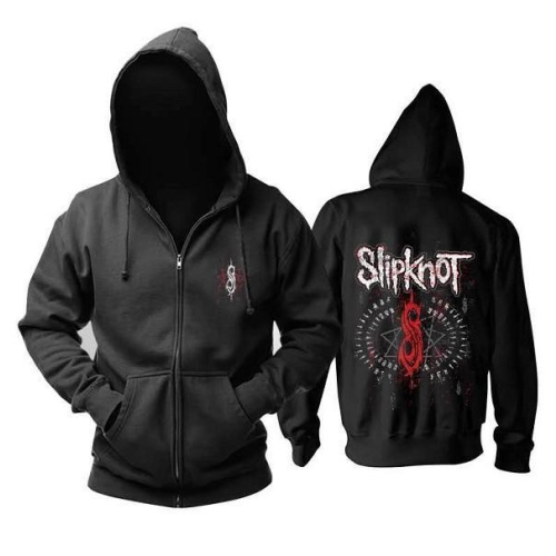 Slipknot Black Hoodie Rock Band Zip Up Sweatshirt - Cosercos