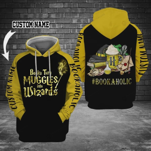 Personalized Custom Name Books Turn Muggles Into Wizards 3D All Over Print Hoodie, Zip-up Hoodie