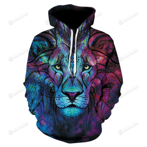 Space Galaxy And Lion 3d Hoodie 01