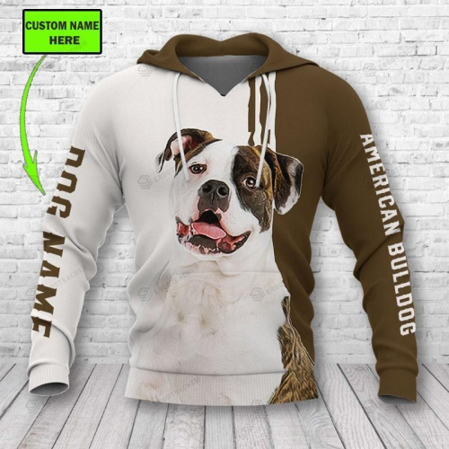 Personalized American Bulldog Custom Name 3D All Over Print Hoodie, Zip-up Hoddie
