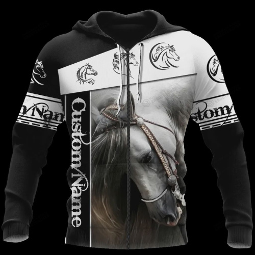 Personalized 3D Hoodie Horse Black White 3D All Over Print Hoodie