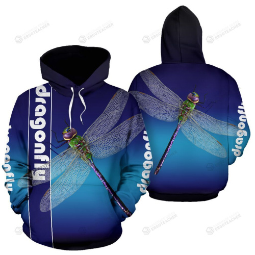 Dragonfly With Blue Gradient 3d All Over Print Hoodie, Zip-Up Hoodie