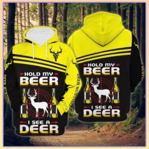 Hold My Beer I See A Deer 3D All Over Print Hoodie, Zip-up Hoodie