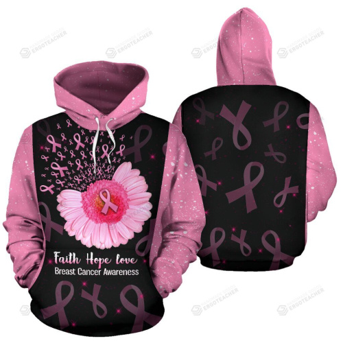 Breast Cancer Faith Hope Love 3D All Over Print Hoodie, Zip-Up Hoodie