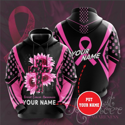 Personalized Breast Cancer Awareness Custom Name 3D All Over Print Hoodie, Zip-up Hoodie