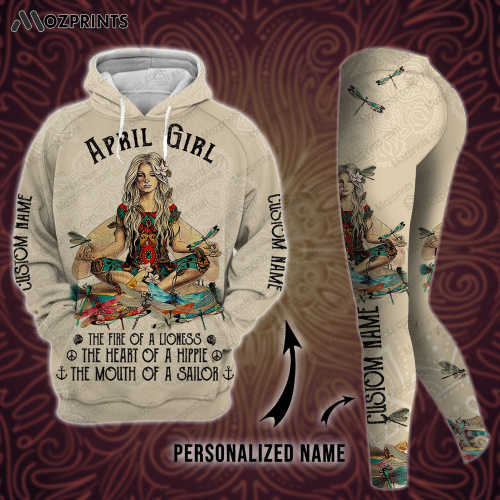 Personalized Name April Yoga Girl Hoodie And Leging All Over Printed 02