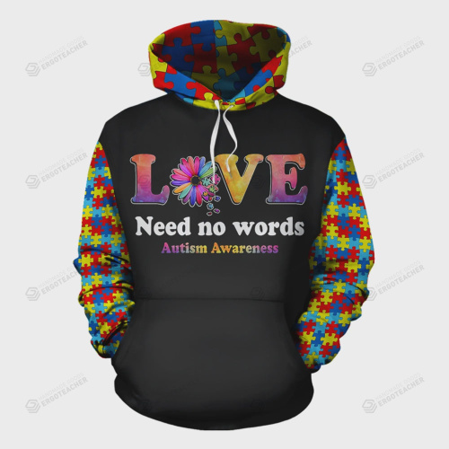 Love Need No Word 3D All Over Print Hoodie, Zip-up Hoodie