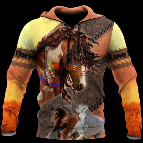 Love Horse Native American- Horse 3D - 3D All Over Printed Hoodie For Men And Women