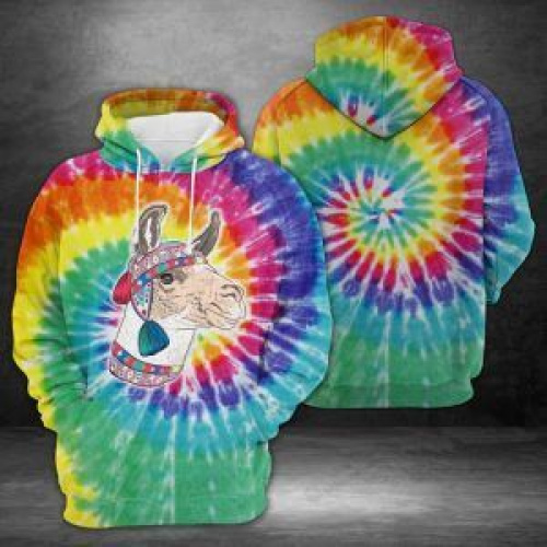Tie Dye Hipster Alpaca 3D All Over Printed Hoodie, Zip- Up Hoodie