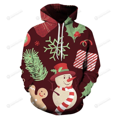 Brown Snowman Christmas 3D All Over Print Hoodie, Zip-up Hoodie