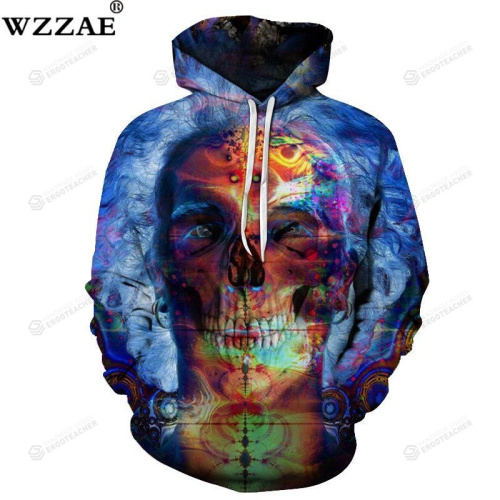 Colorful Skull 3d All Over Print Hoodie, Zip-Up Hoodie