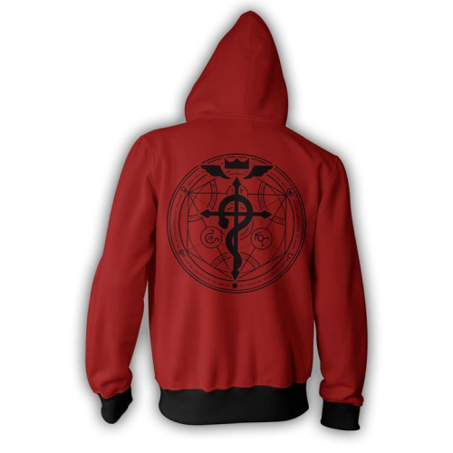 Fullmetal Alchemist Edward Elric Hoodies - Zip Up Red Hoodie Jacket - Cosercos