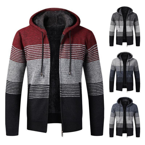 Autumn Winter Thick Sweater Coat Man Hooded