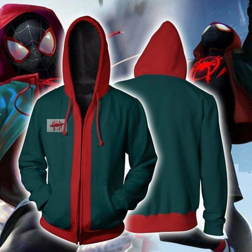 Into The Spider Verse Miles Morales Jacket Zipper Hooded 3D Sweatshirt