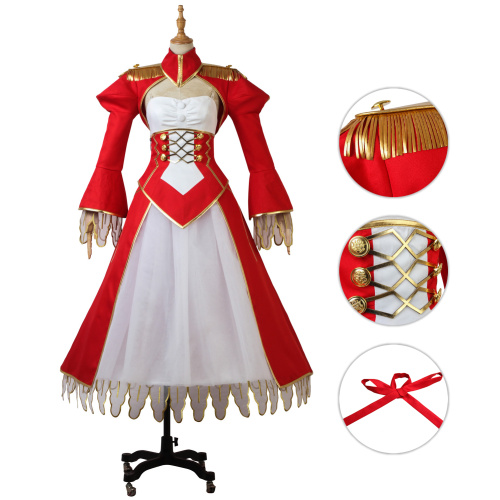 Servant Red Saber Costume Fate/EXTRA Last Encore Cosplay Red Saber Outfits