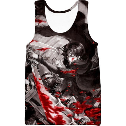 Attack on Titan Captain Levi Black and white Themed Tank Top