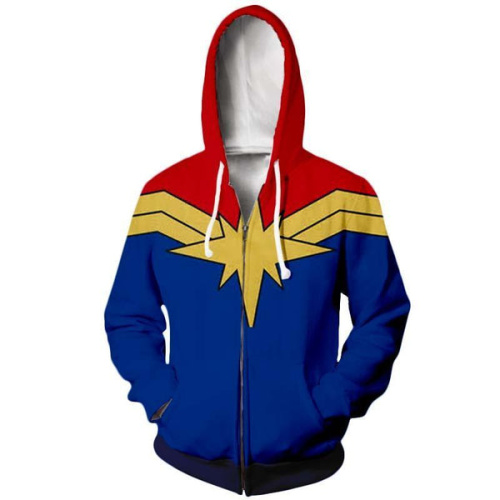 Captain Marvel Cloth Design Zip Up Hoodie - Captain Marvel 3D Graphic Zip Up Hoodie