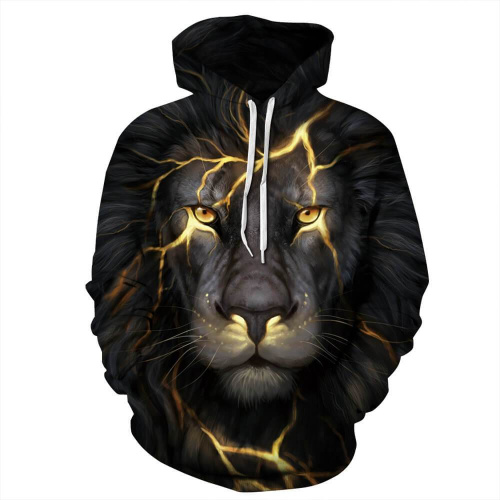 Dark Oil Painting Style Lion Animal Unisex Adult Cosplay 3D Printed Hoodie Pullover Sweatshirt
