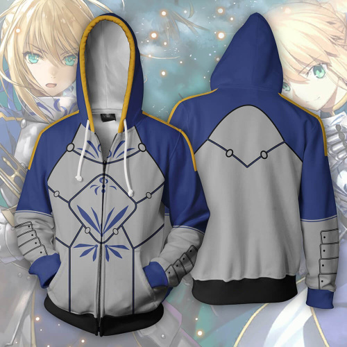 Fate Stay Night Game Saber Altria Pendragon Unisex Adult Cosplay Zip Up 3D Print Hoodies Jacket Sweatshirt