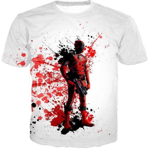 Deadpool T-Shirt - Deadly Merchenary Deadpool White T-Shirt