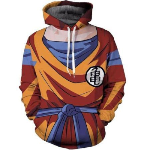 Dragon Ball Z Hoodie - Goku Uniform with Kamesennin Symbol Pullover Hoodie