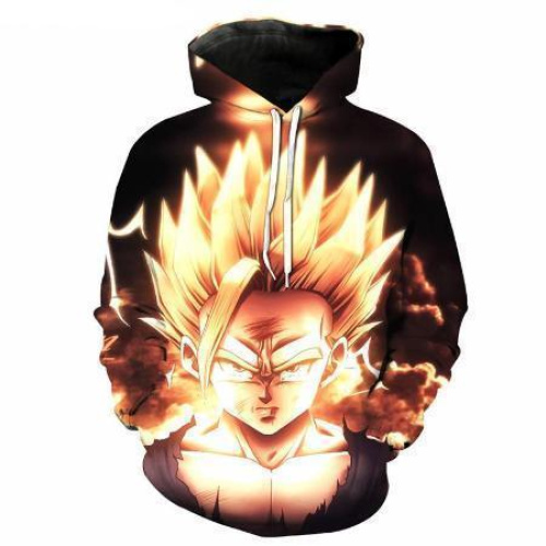 Dragon Ball Z Hoodie - Super Saiyan 2 Gohan Surrounded by Fire Pullover Hoodie