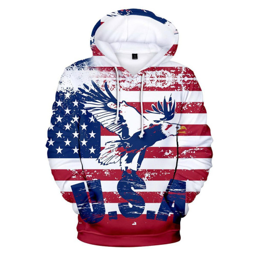 Faded Style Usa Flag With Eagle Hooded Sweatshirt