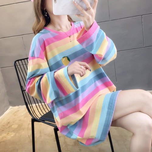 Oversized Rainbow Striped T-Shirt Pastel Top - Cosercos