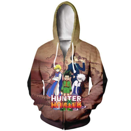 Hunter x Hunter Hoodie - HXH Team  Group 3D Graphic Zip Up Hoodie Jacket