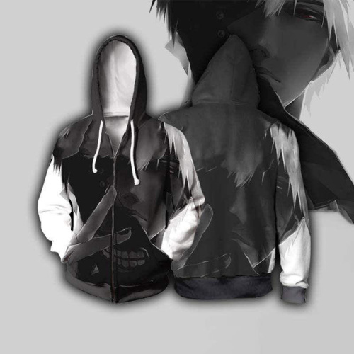 Ken Kaneki Hoodie Mask Contrast Hoodie - Tokyo Ghoul Zip Up Hoodie Jacket