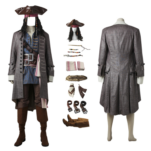 Captain Costume Pirates of The Caribbean: Dead Men Tell No Tales Cosplay Jack Sparrow Full Set