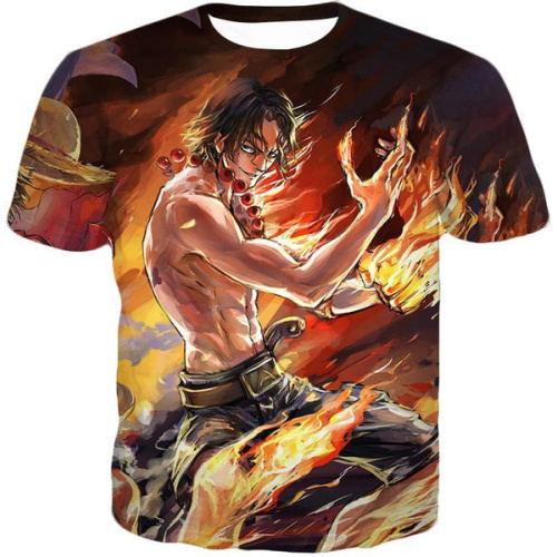 One Piece T-Shirt - One Piece Pirate Portgas D Ace Fan Art T-Shirt