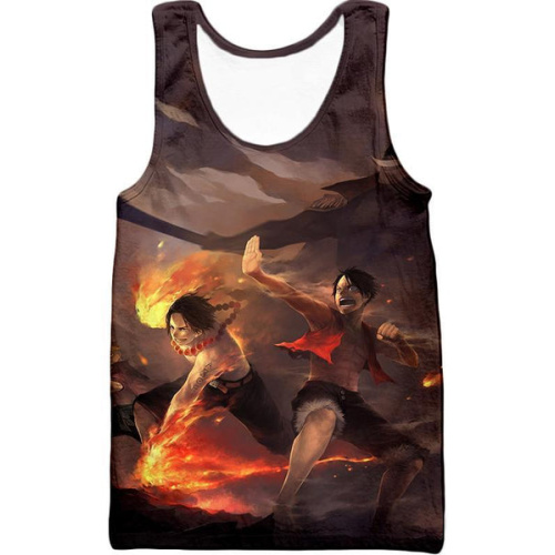 One Piece Tank Top - One Piece Powerful Brothers Bond Luffy and Ace Battle Action  Tank Top