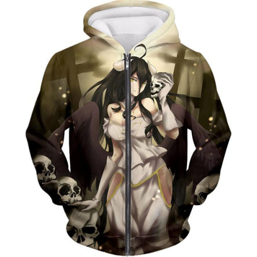 Overlord Beautiful Albedo Infatuated with Ainz Cool Promo Anime Graphic Zip Up Hoodie