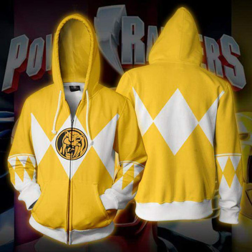 Power Rangers Yellow Zip Up Hoodie Jacket